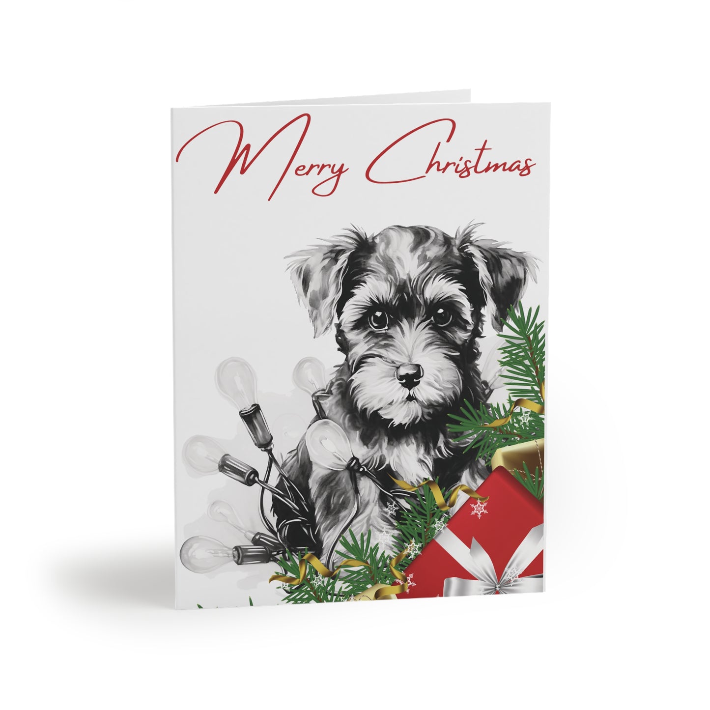 Greeting cards (8, 16, and 24 pcs) Schnauzer Christmas Puppy