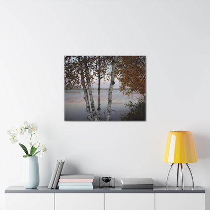 Canvas Gallery Wraps (White Wrap) - River view with morning fog