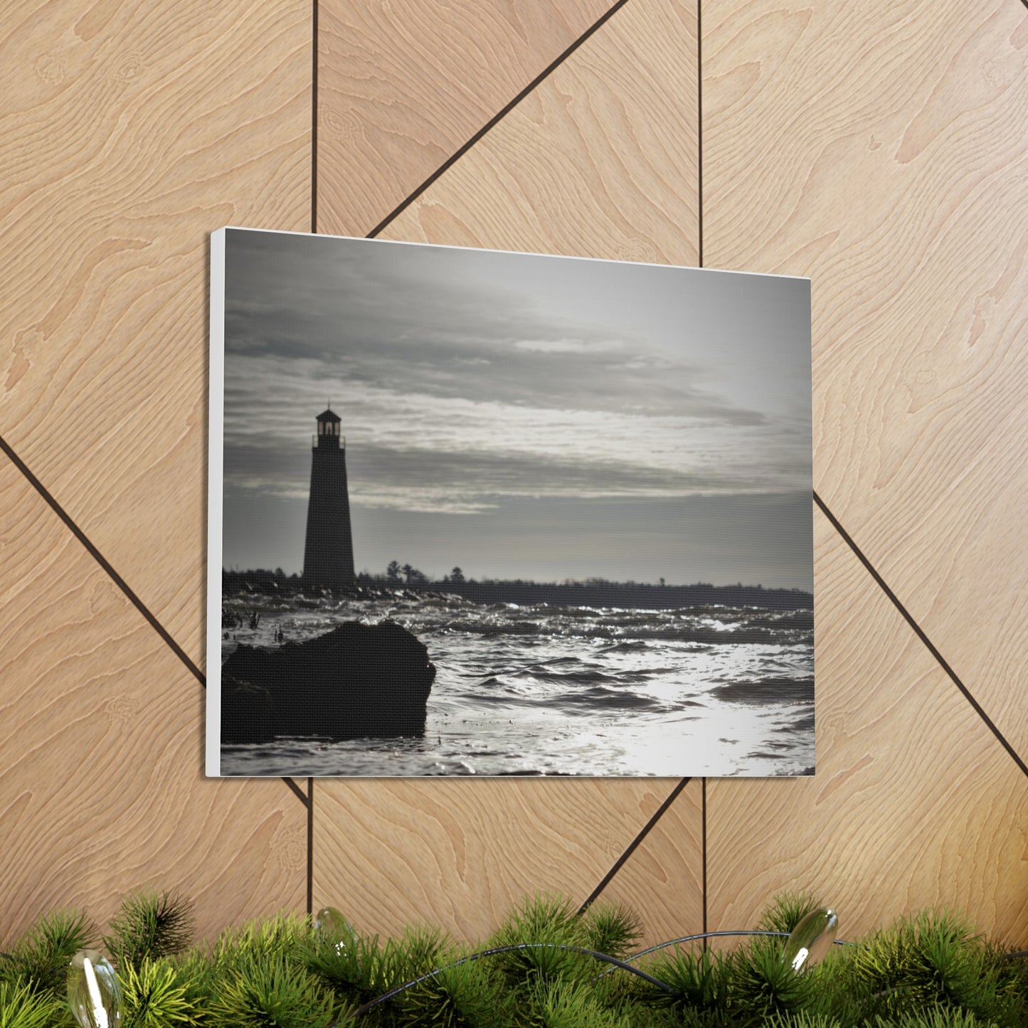 Canvas Gallery Wraps (White Wrap)-Winter Light House