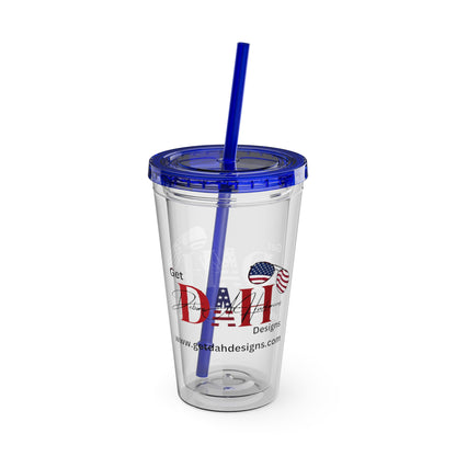 Clear Tumbler with color-matching lid and straw, 16oz  - Carry Your Brand