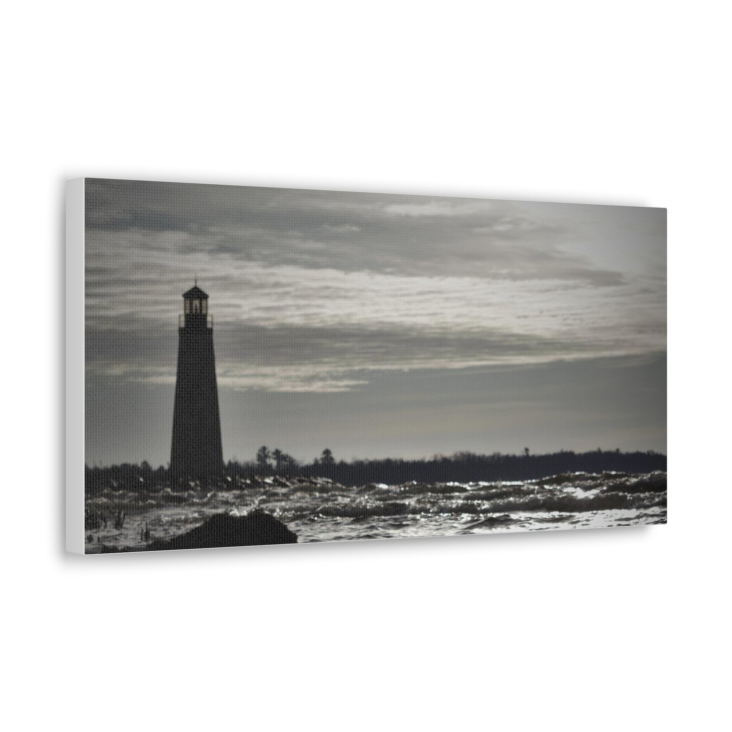 Canvas Gallery Wraps (White Wrap)-Winter Light House