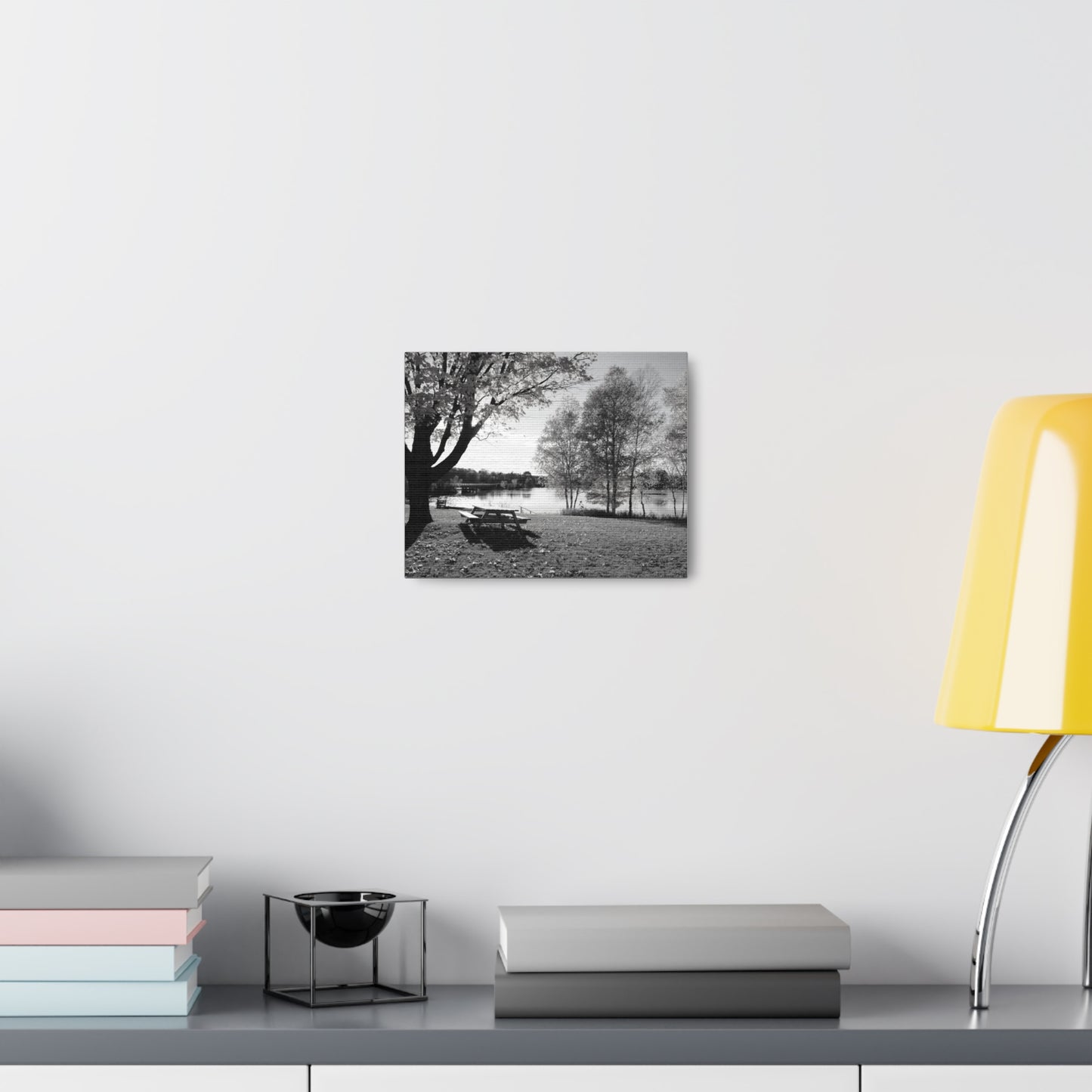 Canvas Gallery Wraps - Picinic by the river. Black and White