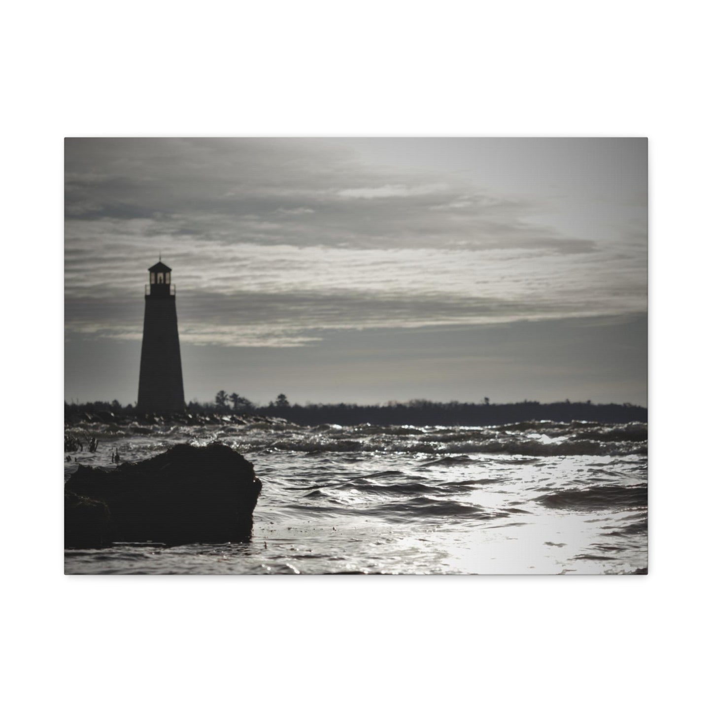 Canvas Gallery Wraps (White Wrap)-Winter Light House