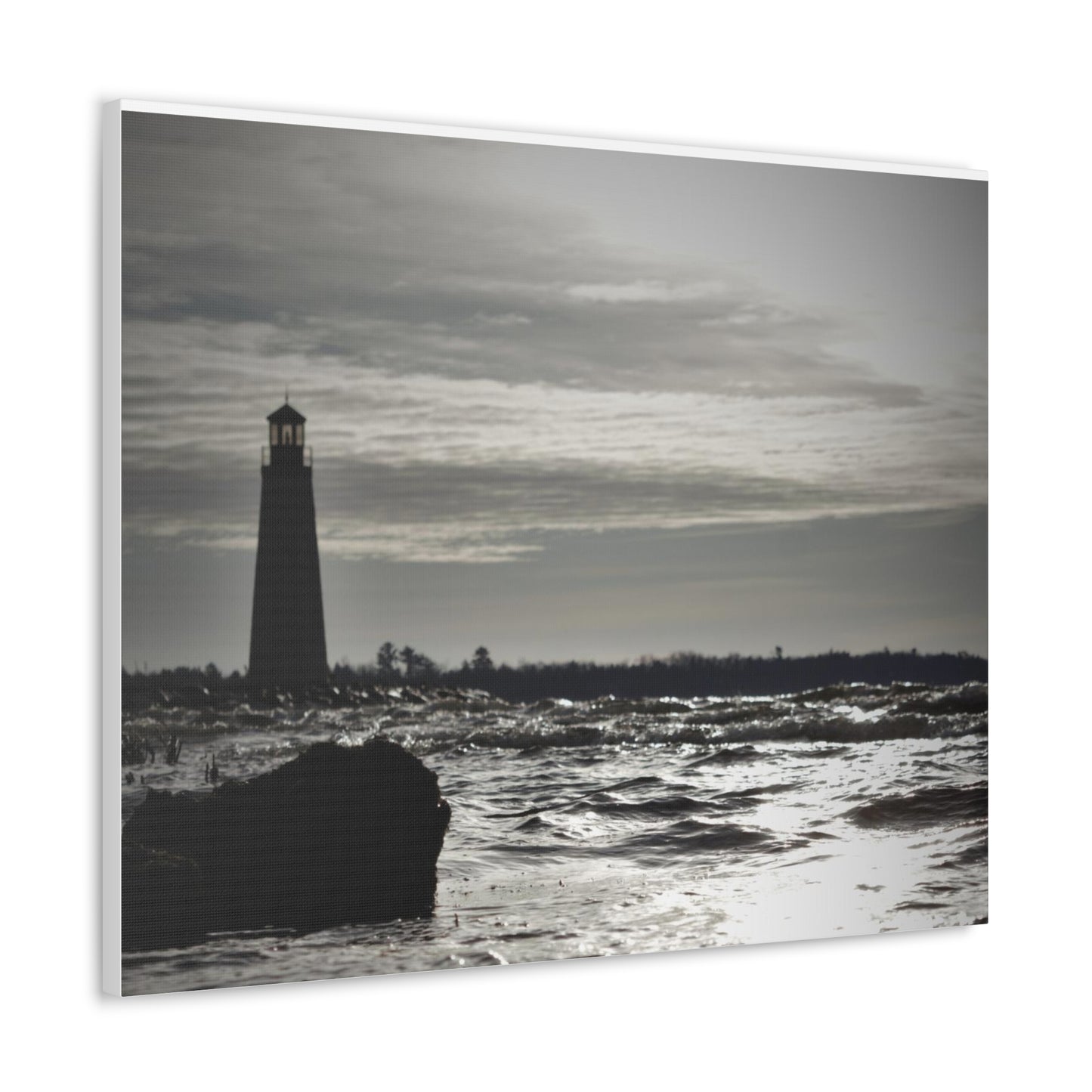 Canvas Gallery Wraps (White Wrap)-Winter Light House