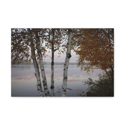 Canvas Gallery Wraps (White Wrap) - River view with morning fog