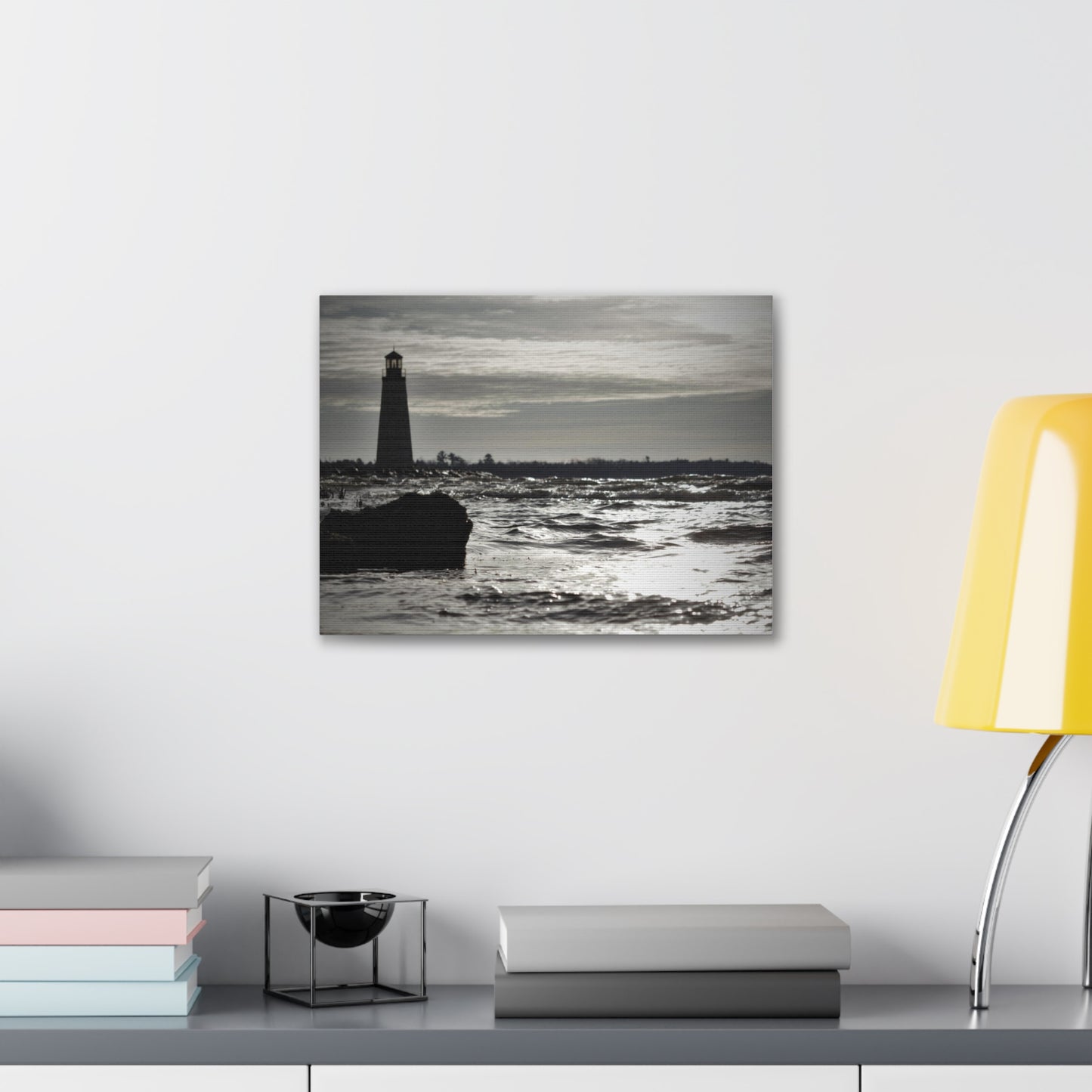 Canvas Gallery Wraps (White Wrap)-Winter Light House