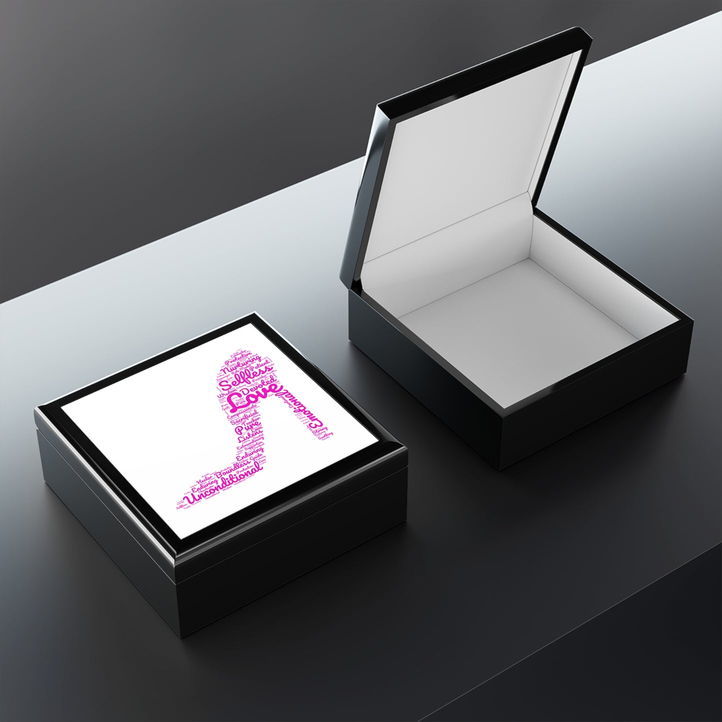Empowerment High Heel Jewelry Box – White Ceramic Hot Pink with Inspiring Affirmations