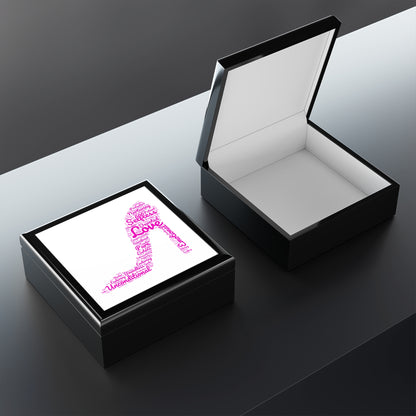 Empowerment High Heel Jewelry Box – White Ceramic Hot Pink with Inspiring Affirmations