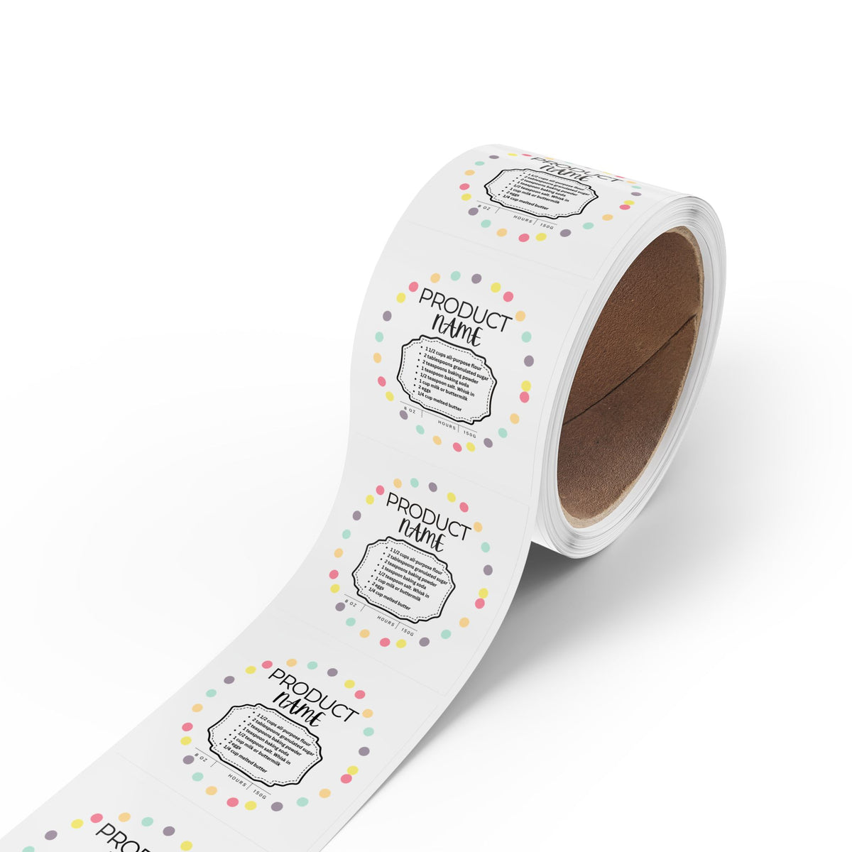 Square Sticker Label Rolls - CYB Sample Sticker Roll - 1 x 1, 2 x 2 - 50,100,250