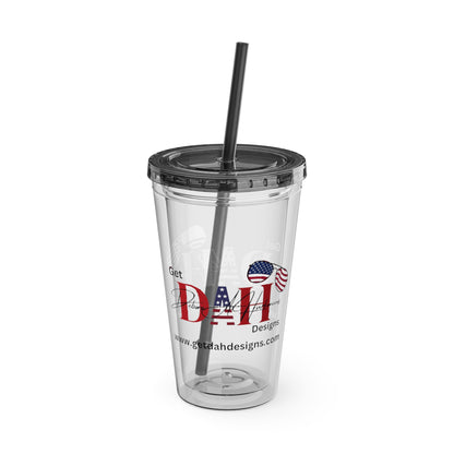 Clear Tumbler with color-matching lid and straw, 16oz  - Carry Your Brand