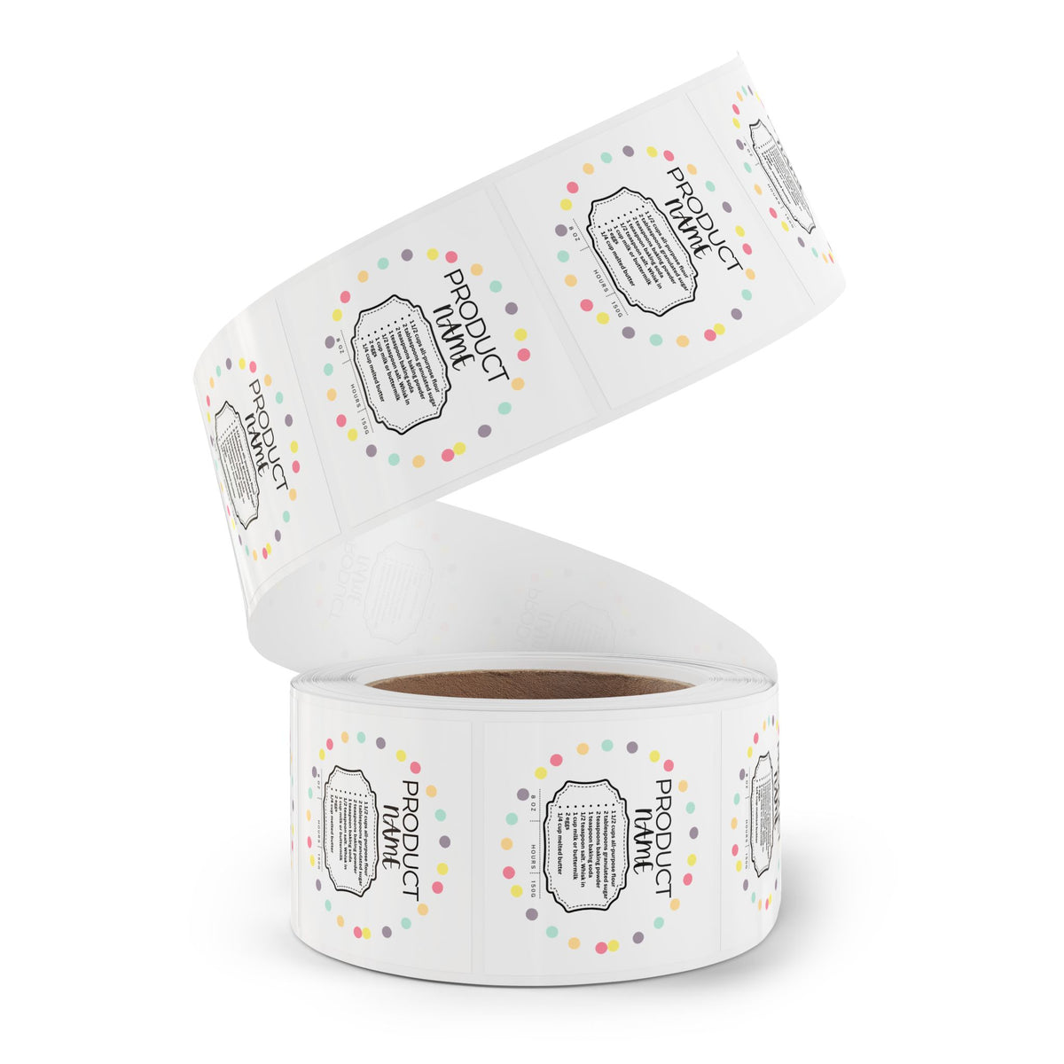 Square Sticker Label Rolls - CYB Sample Sticker Roll - 1 x 1, 2 x 2 - 50,100,250