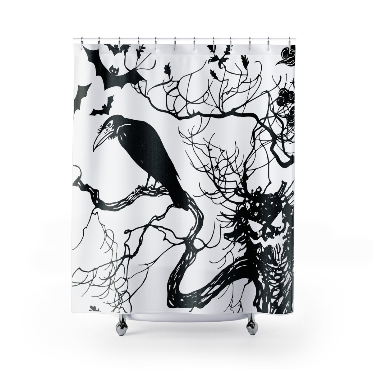 Shower Curtain - Halloween Scary Raven and tree