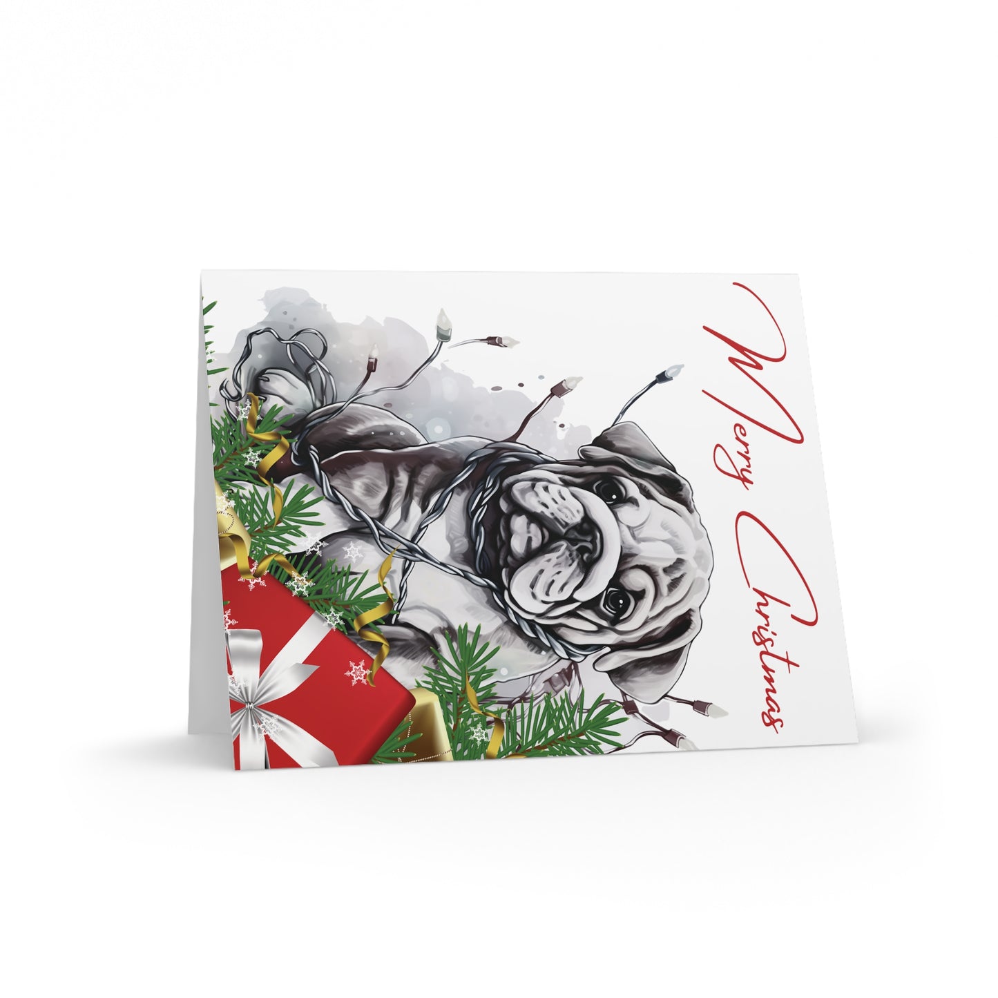 Greeting cards (8, 16, and 24 pcs) Bulldog Christmas Puppy