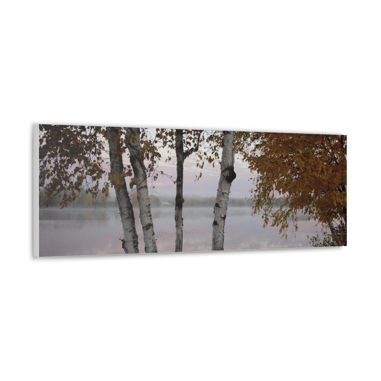 Canvas Gallery Wraps (White Wrap) - River view with morning fog