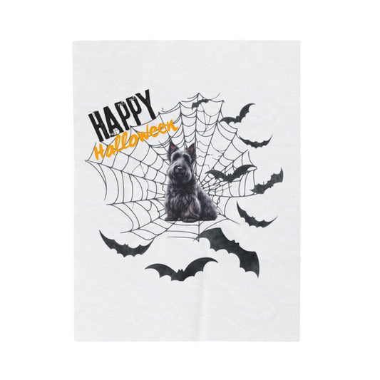 Velveteen Plush Blanket - Scottish Terrier Halloween