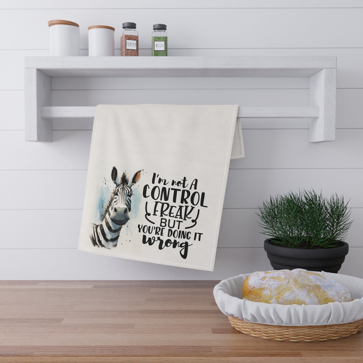 Sarcastic Zebra Kitchen Towel - Control freak