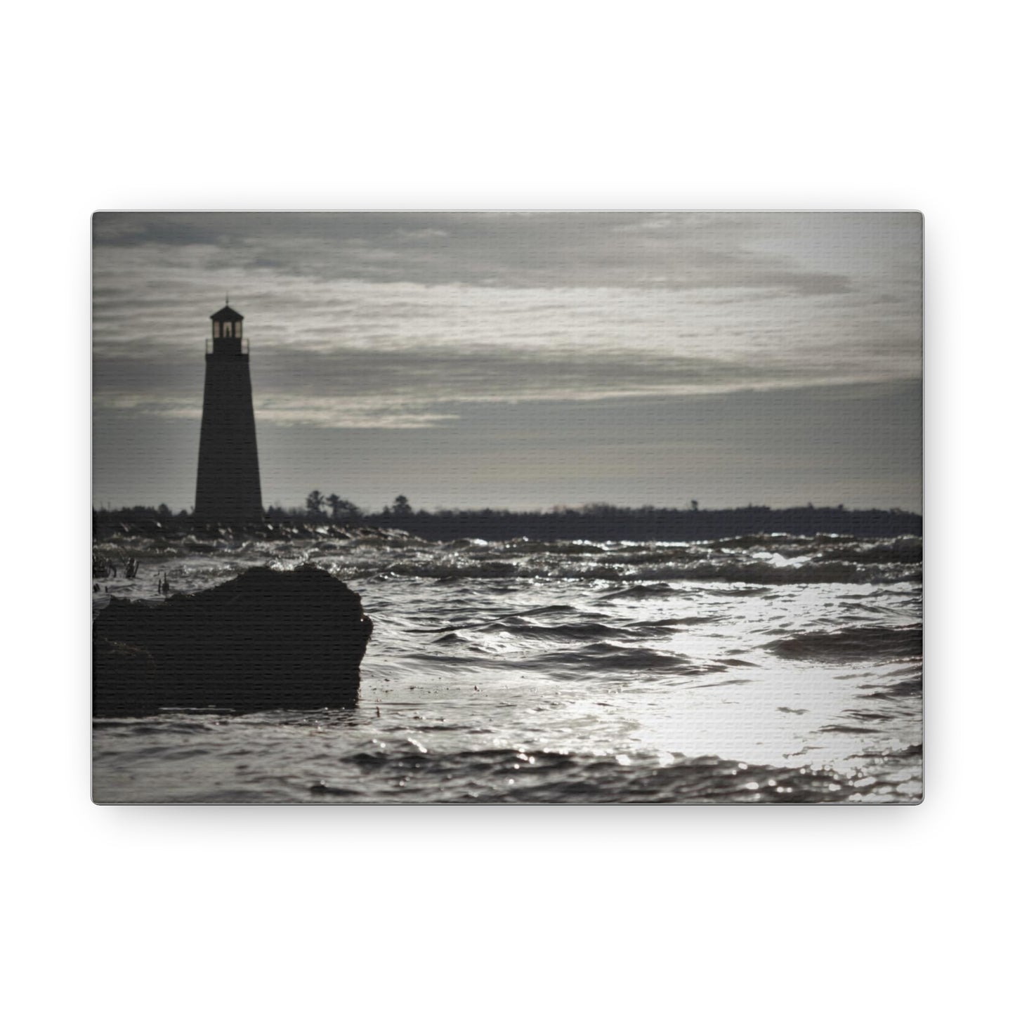 Canvas Gallery Wraps (White Wrap)-Winter Light House