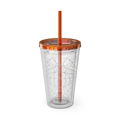 Clear Tumbler with color-matching lid and straw, 16oz  - October 31st