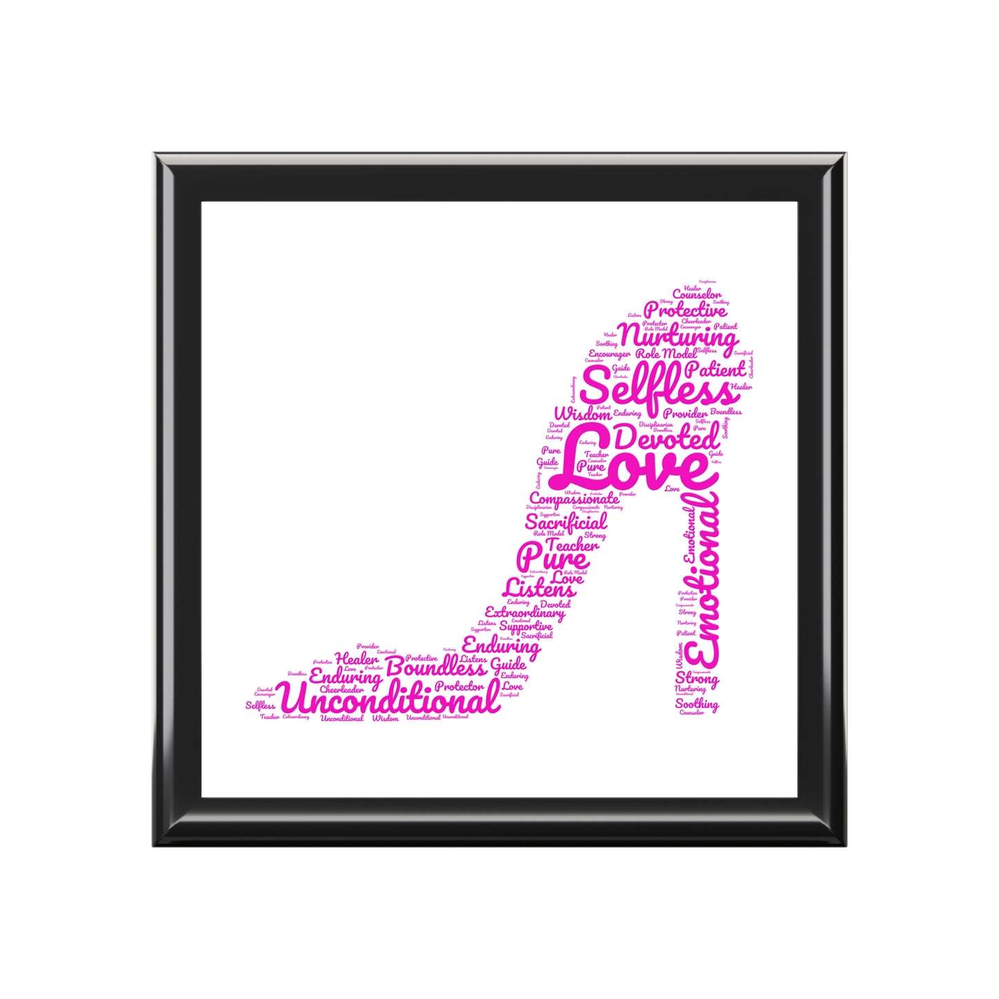 Empowerment High Heel Jewelry Box – White Ceramic Hot Pink with Inspiring Affirmations