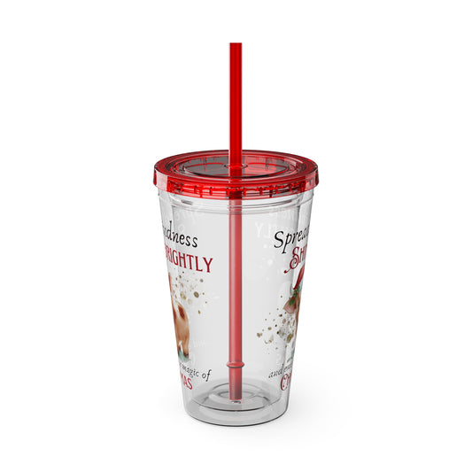 Clear Tumbler with color-matching lid and straw, 16oz  - Magic of Christmas - Baby Cow