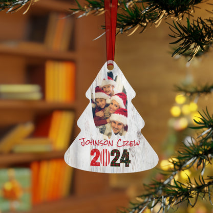 Metal Ornaments - Tree Shape - Family Crew with photo 2024