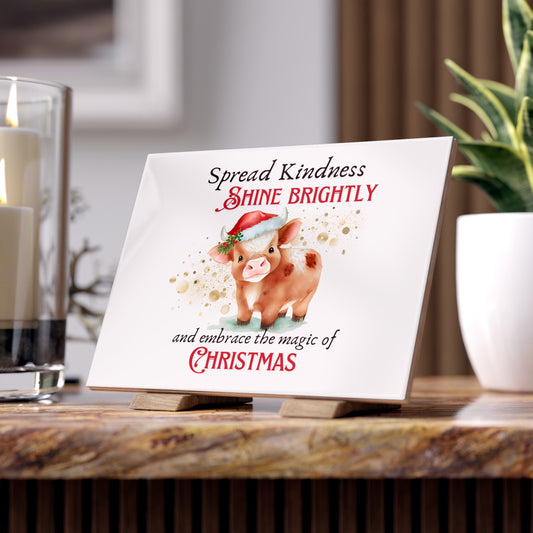 Ceramic Photo Tile - Magic of Christmas - Baby Cow