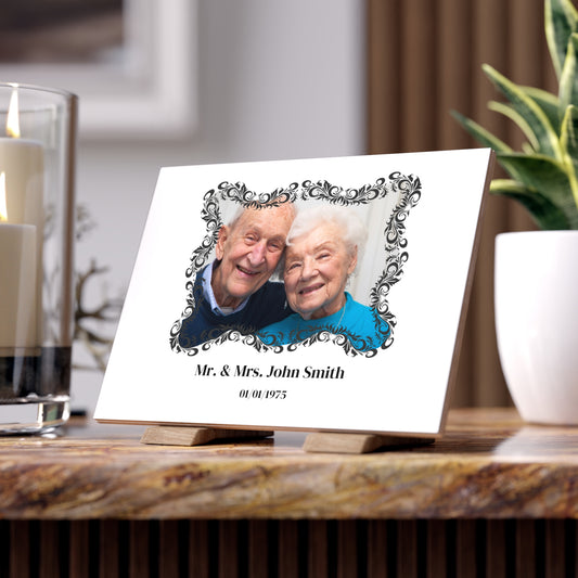 Personalized Ceramic Photo Tile -  Anniversary Gifts with name and date
