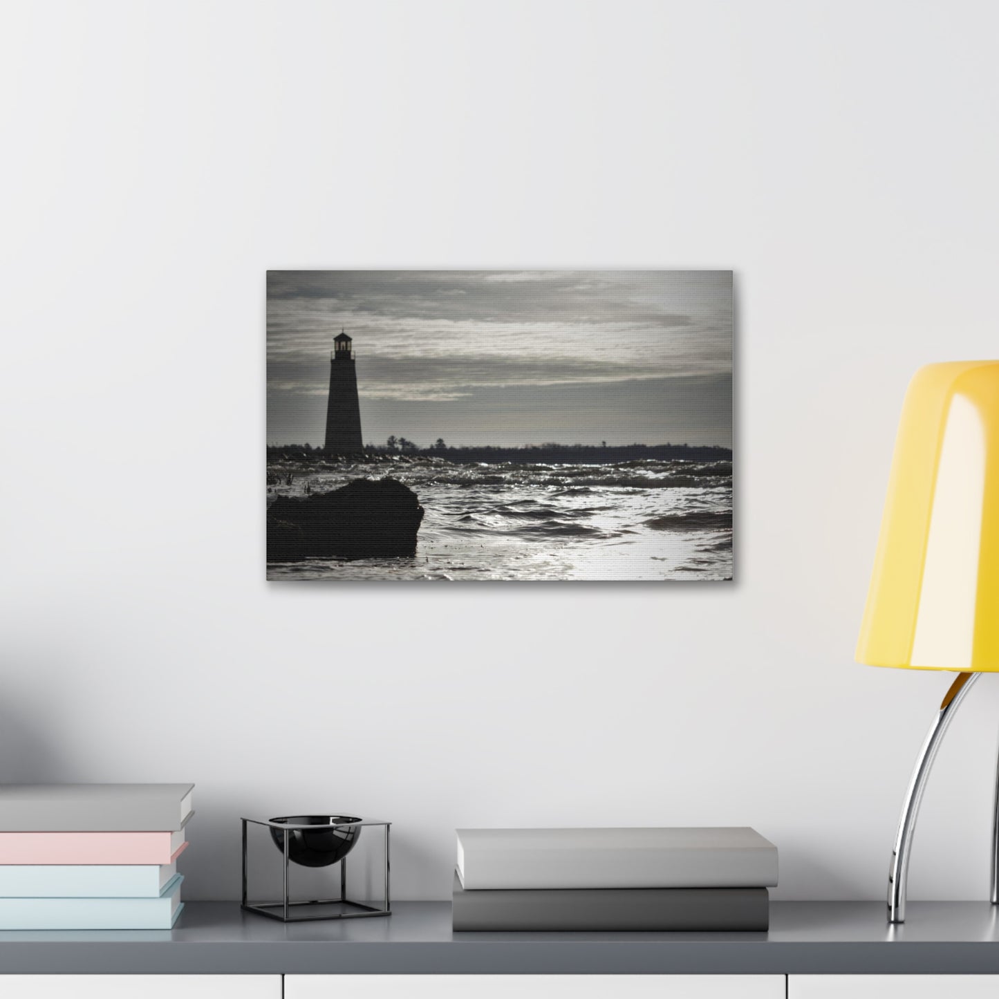 Canvas Gallery Wraps (White Wrap)-Winter Light House