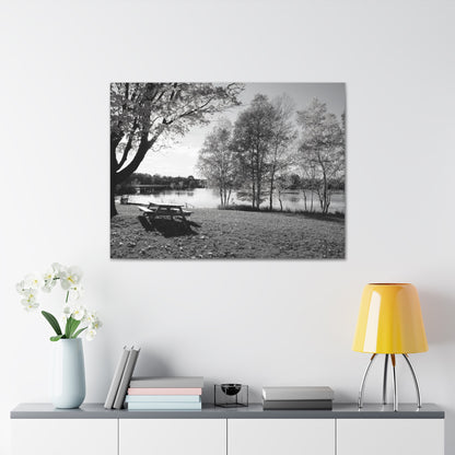 Canvas Gallery Wraps - Picinic by the river. Black and White