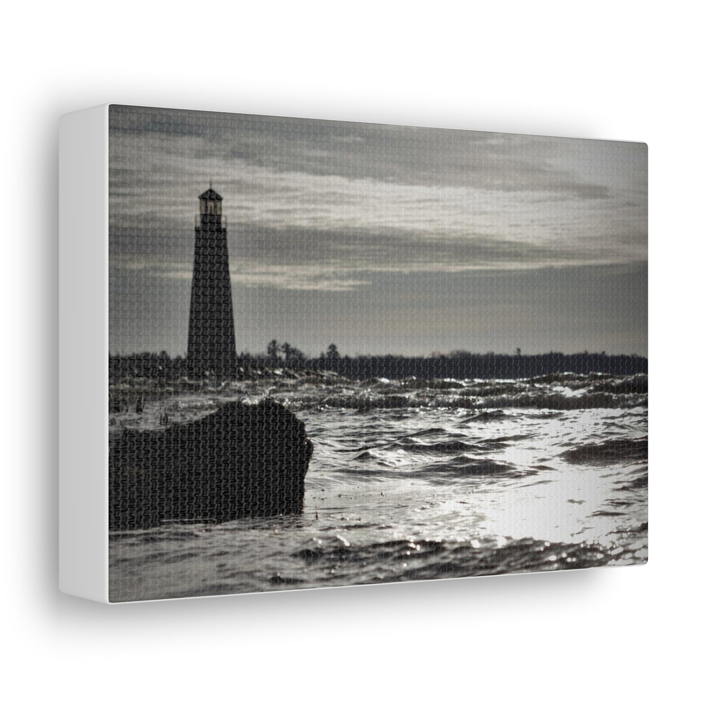 Canvas Gallery Wraps (White Wrap)-Winter Light House