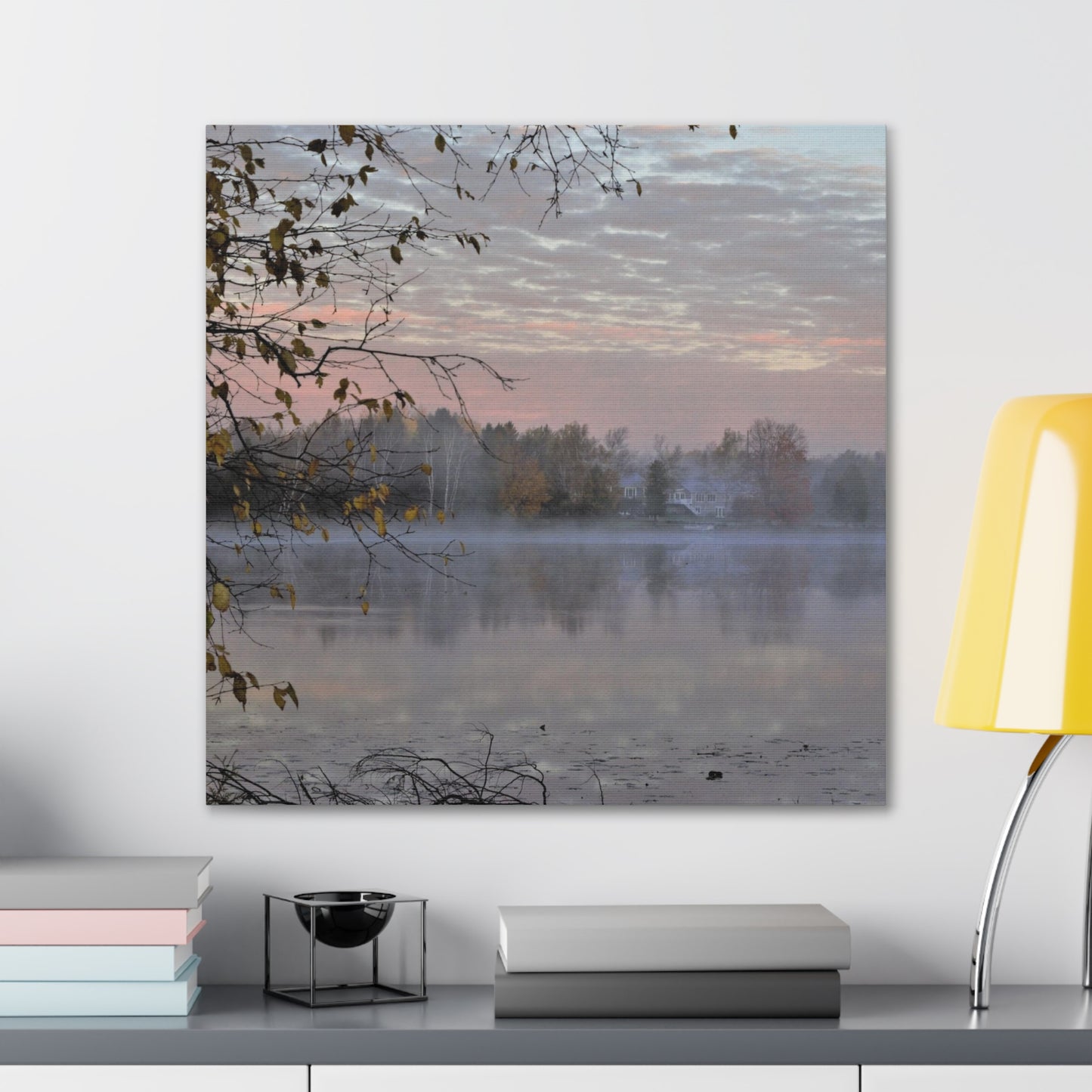 Canvas Gallery Wraps (White Wrap) (Squares) Foggy morning on the river