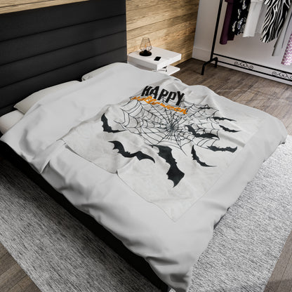 Personalize Velveteen Plush Blanket - Happy Halloween