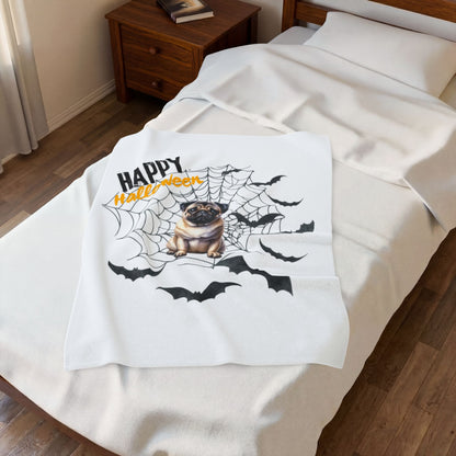 Velveteen Plush Blanket - Pug Halloween
