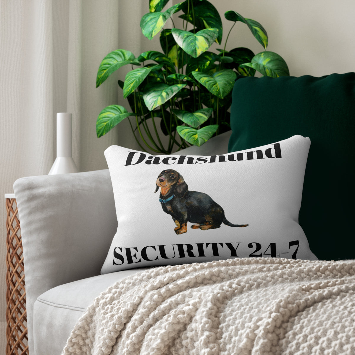 Spun Polyester Lumbar Pillow  Dachshund 24-7