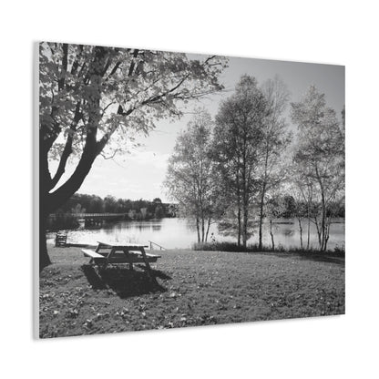 Canvas Gallery Wraps - Picinic by the river. Black and White