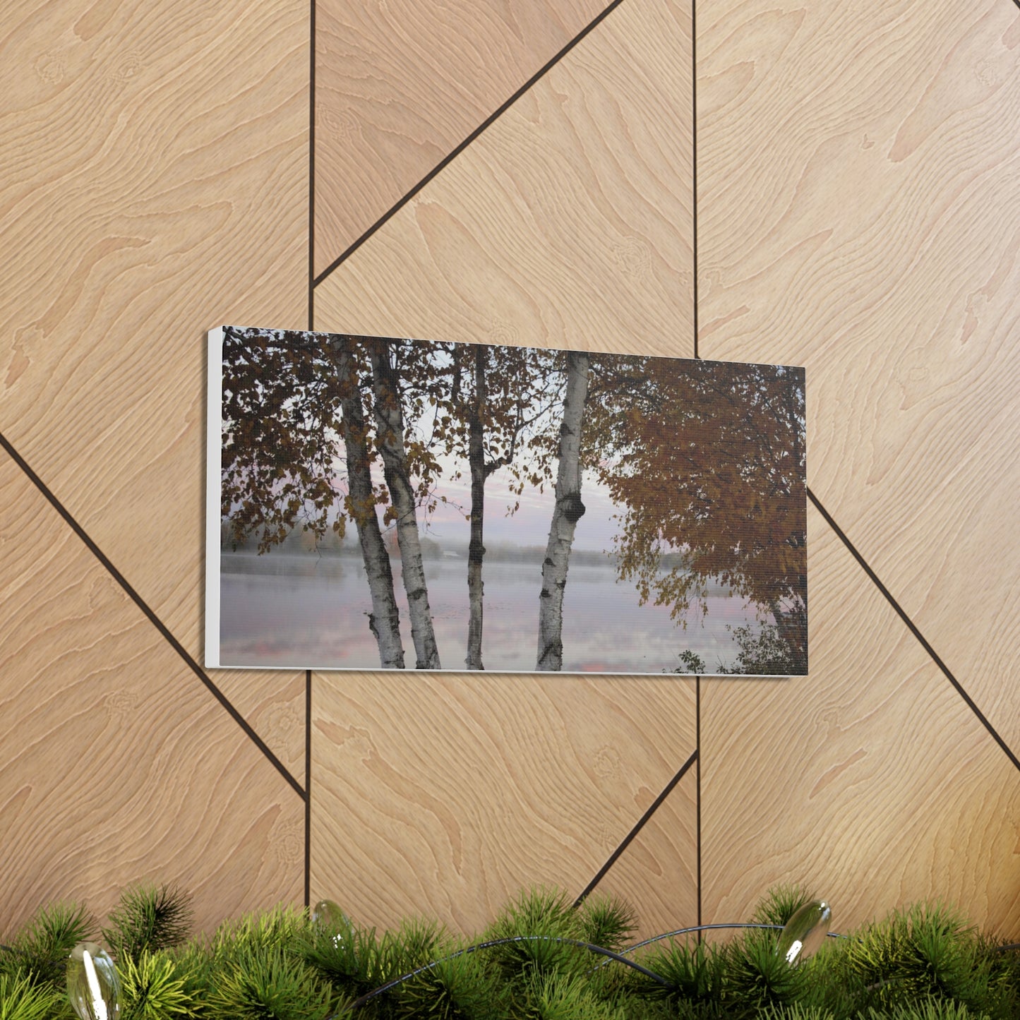 Canvas Gallery Wraps (White Wrap) - River view with morning fog