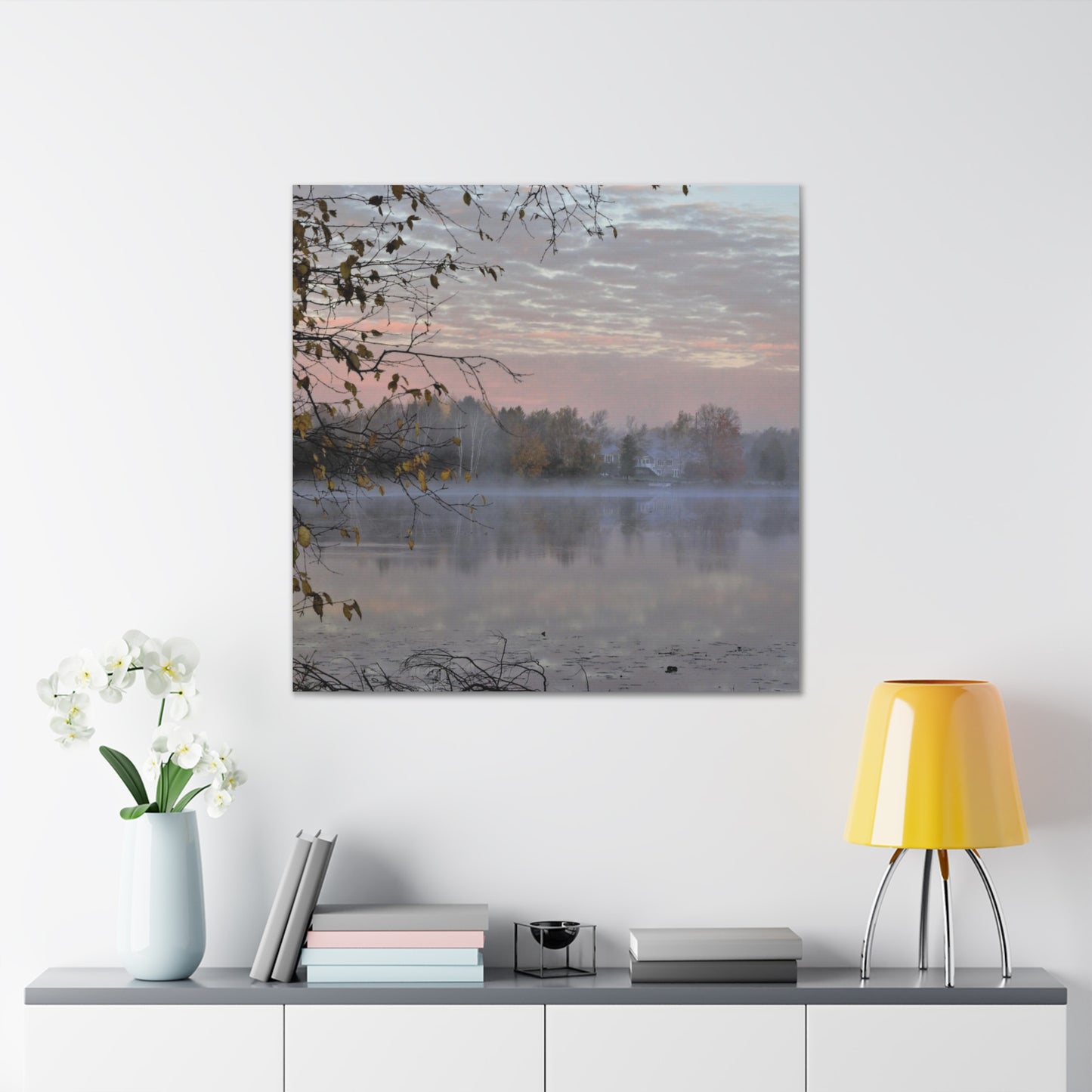 Canvas Gallery Wraps (White Wrap) (Squares) Foggy morning on the river