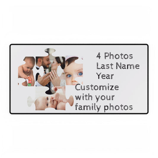 Desk Mat - Personalize with 4 photos, last name, and year