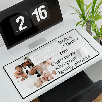 Desk Mat - Personalize with 4 photos, last name, and year