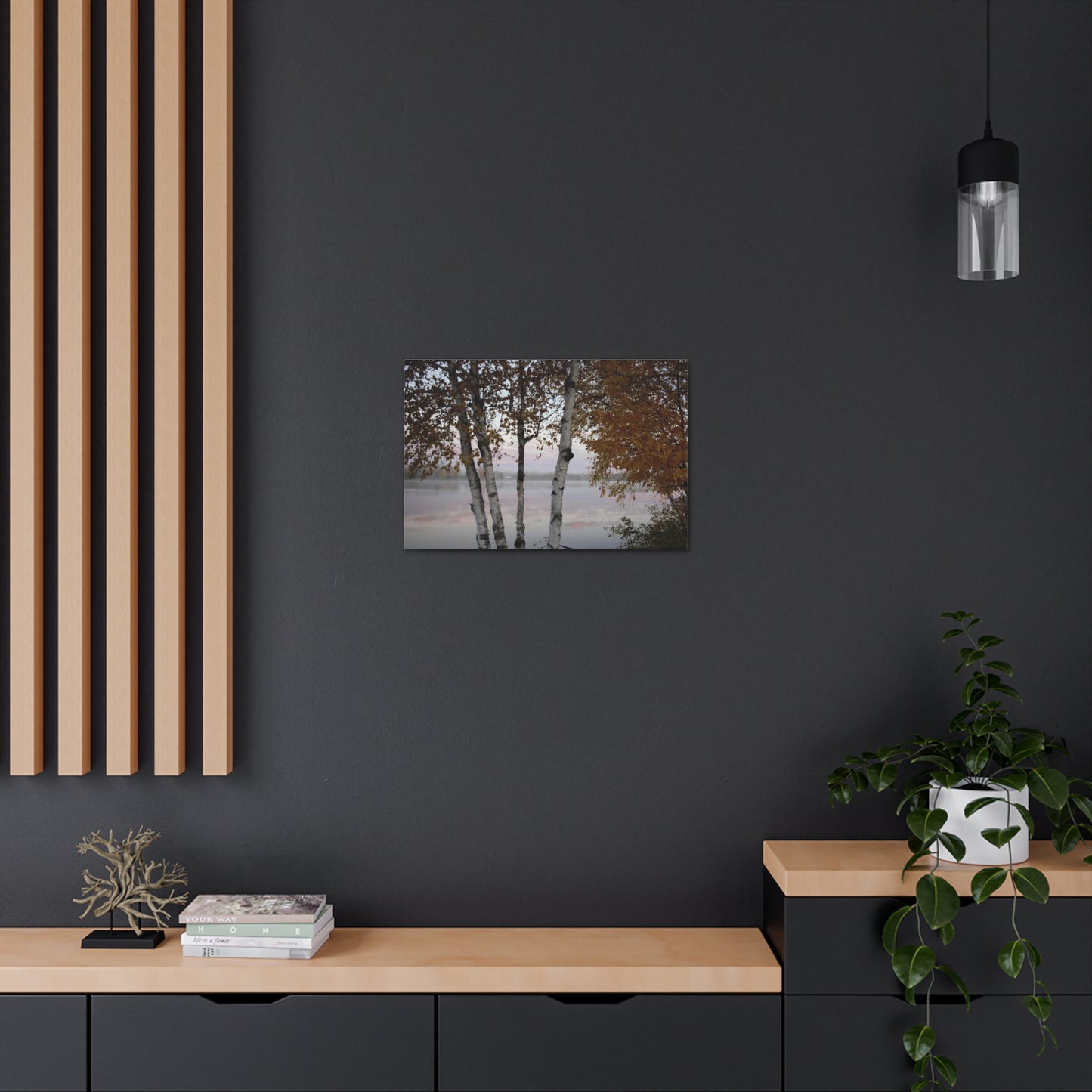 Canvas Gallery Wraps (White Wrap) - River view with morning fog