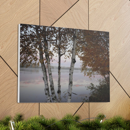 Canvas Gallery Wraps (White Wrap) - River view with morning fog