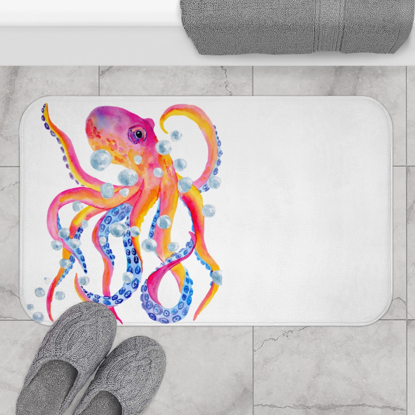 Bath Mat - Octopus and Bubbles