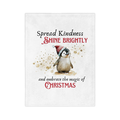 Velveteen Minky Blanket - Spread Kindness, Shine Brightly Penguin