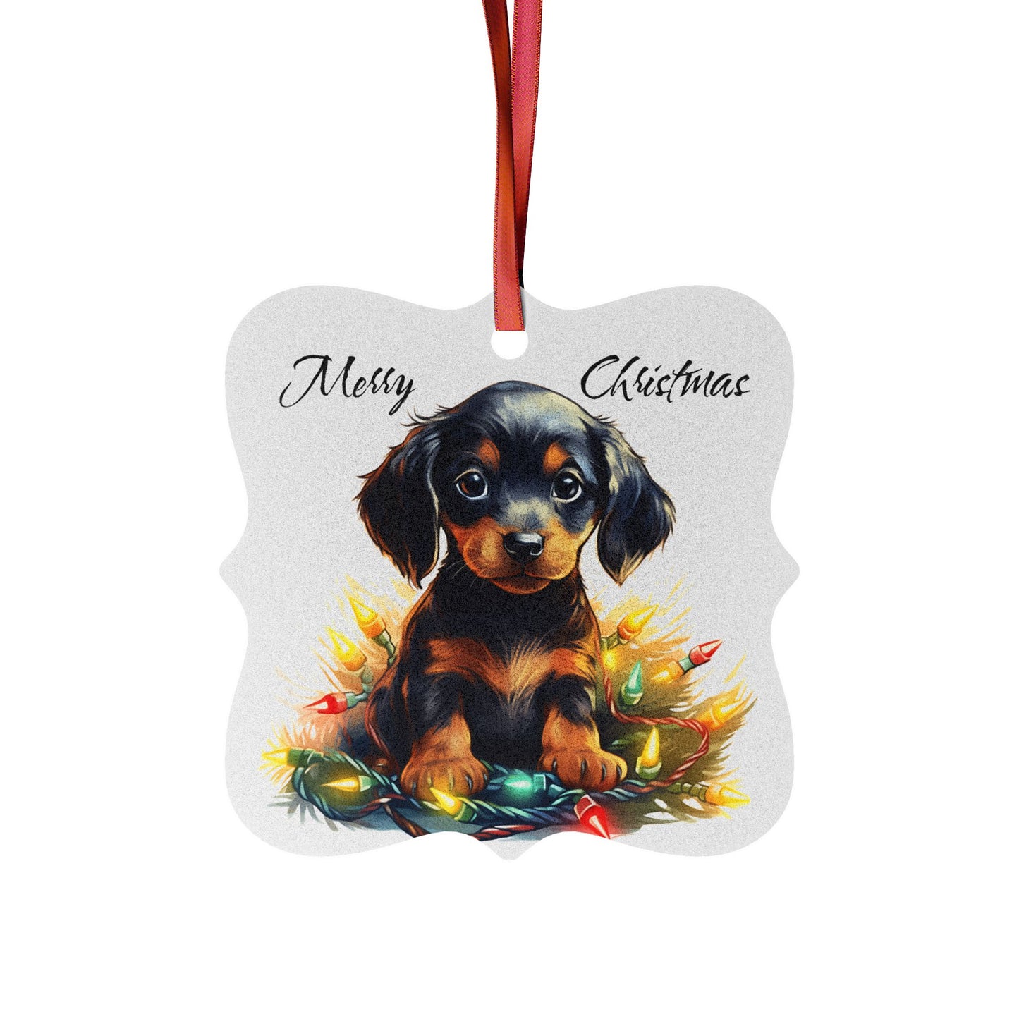 Aluminum Ornaments (1pc, 5pcs, 10pcs, 20pcs) Dachshund Merry Christmas, Holiday, Seasonal, Gifts for Dog Moms