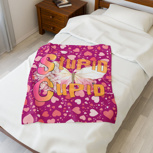 Velveteen Plush Blanket - Stupid Cupid  Butterfly