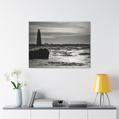 Canvas Gallery Wraps (White Wrap)-Winter Light House