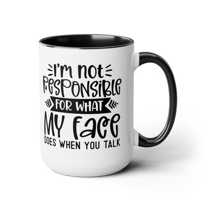 Two-Tone Coffee Mugs, 15oz - my face