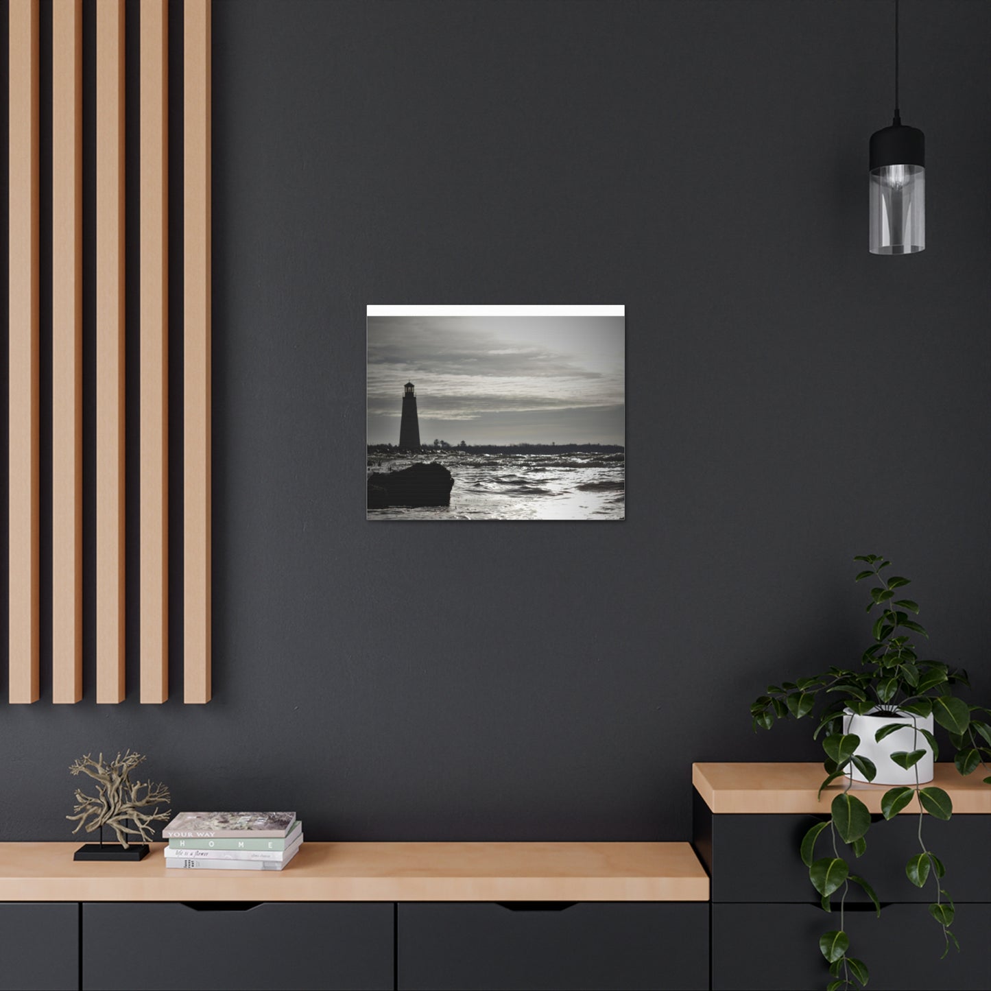 Canvas Gallery Wraps (White Wrap)-Winter Light House