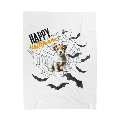 Velveteen Plush Blanket - Jack Russell Halloween
