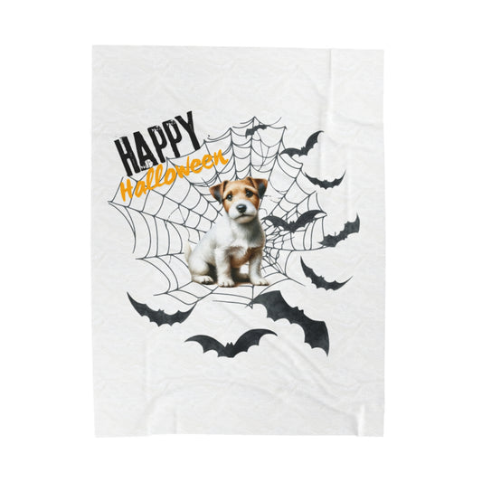 Velveteen Plush Blanket - Jack Russell Halloween